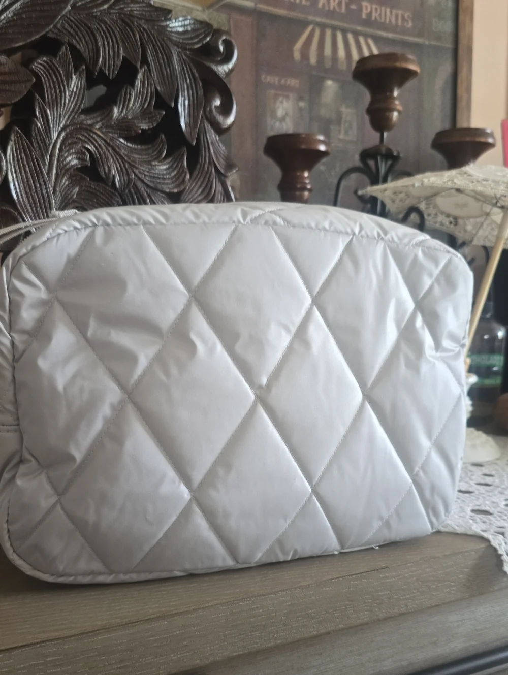 Vera Bradley Quilted Cosmetic Bag in Silver